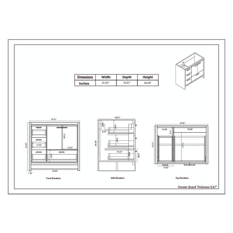 Dove 42'' Freestanding Vanity with Reinforced Acrylic Sink