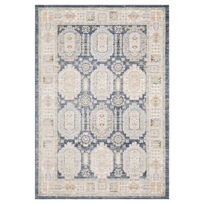 Calliope Textural Distressed Traditional Navy/ Ivory Area Rug