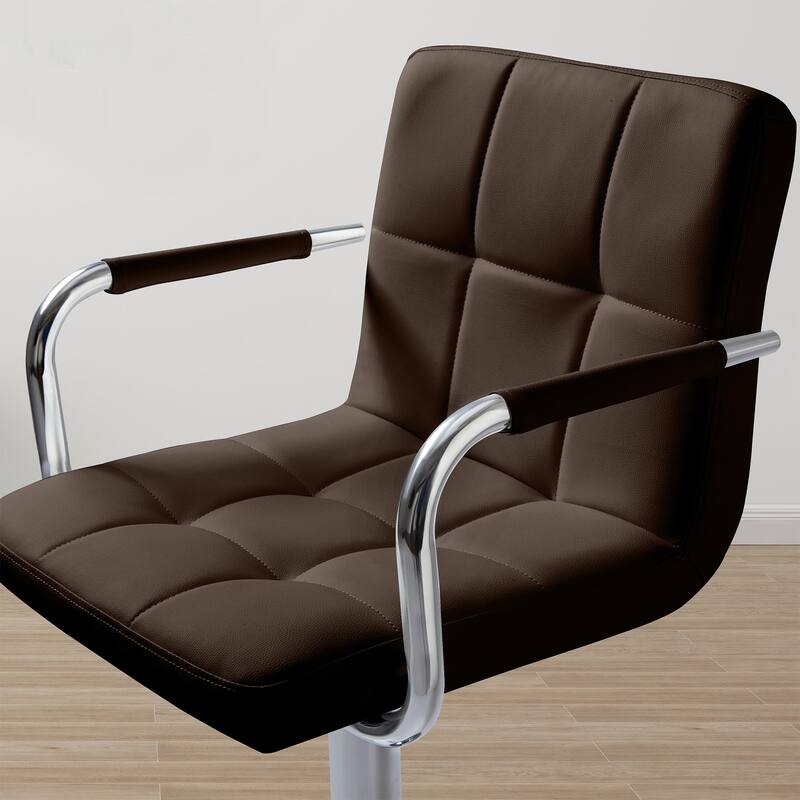 Adjustable Height Bar Stools Set of 2, Modern Square Tufted Upholstered Bar Chairs with Footrest.