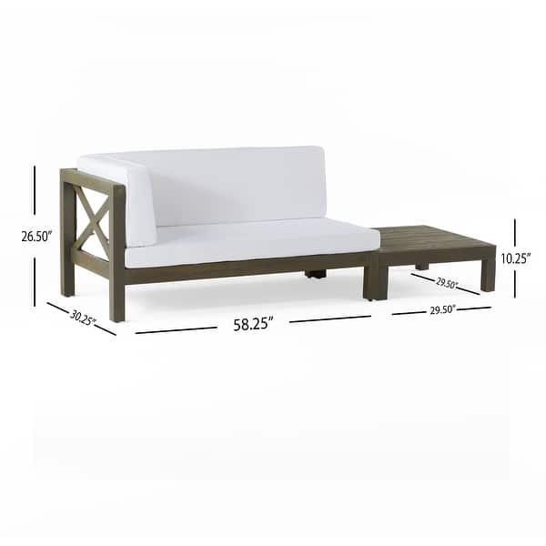 Brava Outdoor Acacia Wood Left Arm Loveseat and Coffee Table Set with