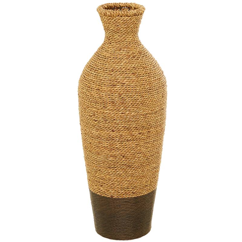 Artisan Crafted Tall Brown Seagrass Woven Floor Vase