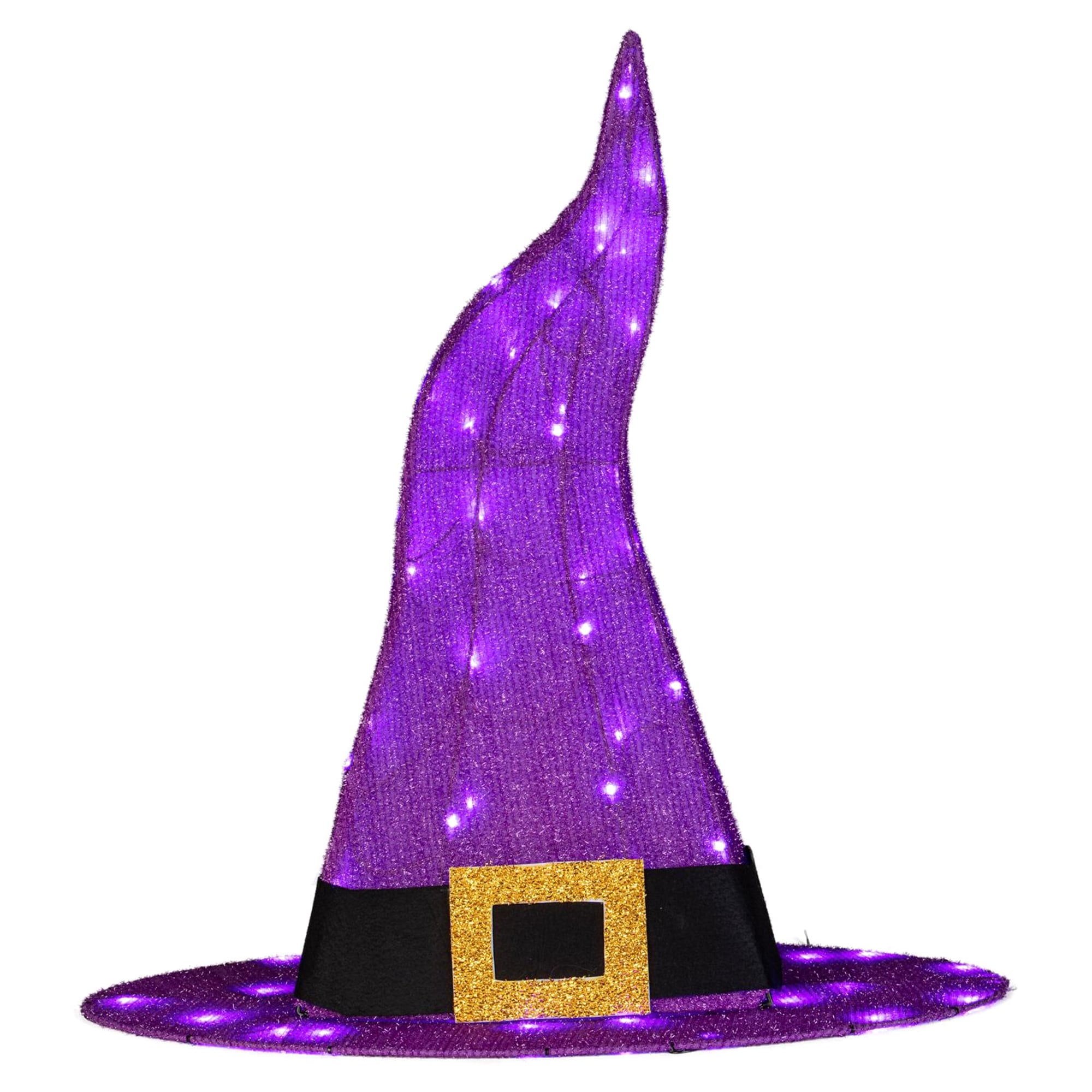 Gemmy Purple 50 ct 30 in. LED Prelit Witch Hat Yard Decor