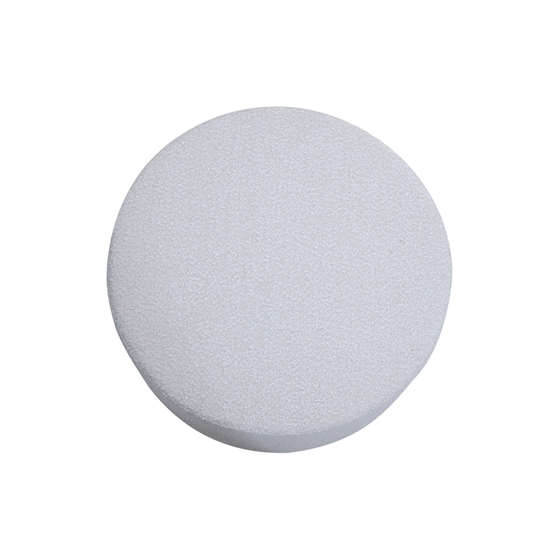 Round Coffee Table, Boucle Upholstered End Table, Functions as Side Table, Ottoman
