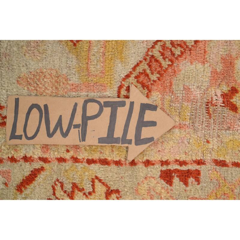 Hand Knotted Oriental 100% Wool Carpet Transitional Geometric Beige & Ivories Oushak Area Rug - 7' 1'' X 4' 4''