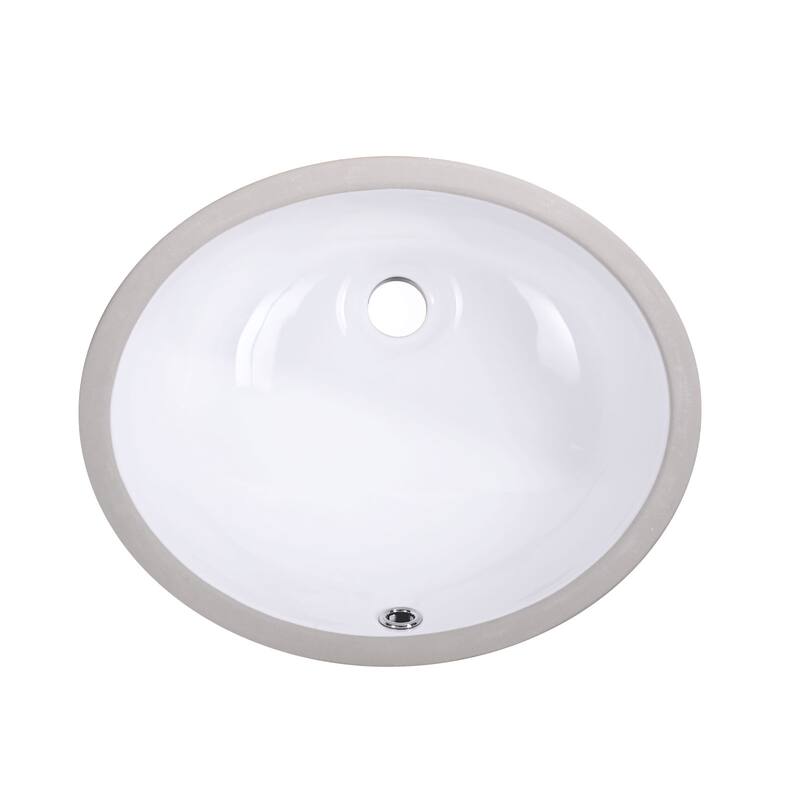 Vanityfair 18 in. Undermount Oval Bathroom Sink with Overflow in White Ceramic - White
