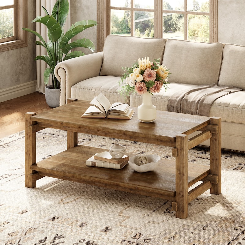 47" Solid Wood Coffee Table - Brown