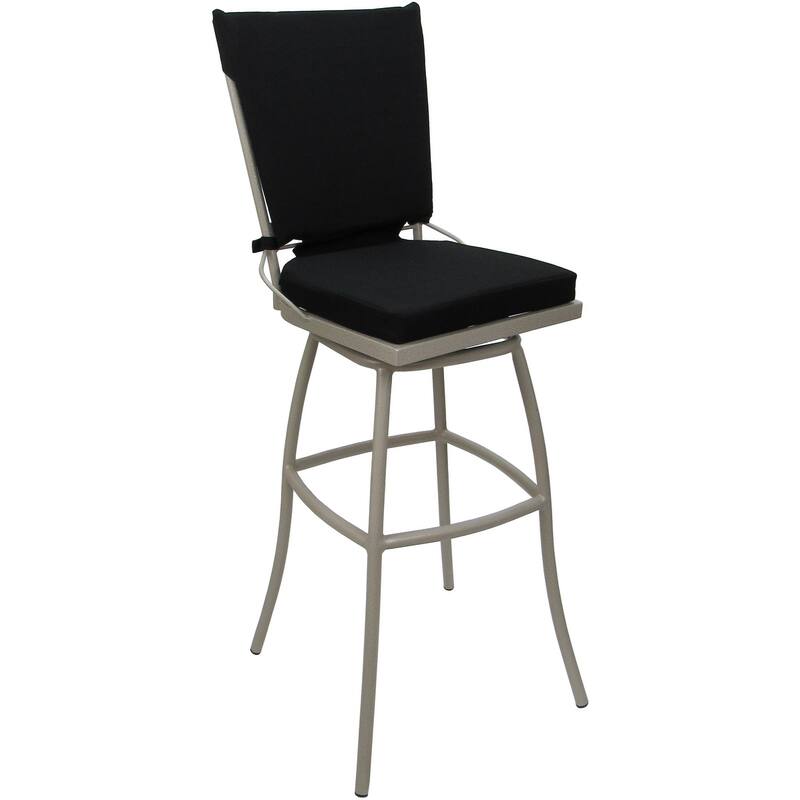 Outdoor Bar Stool Counter 26" 30" Extra Tall 34" - Jamey without Arms - Black Linen - Beige - Bar Height