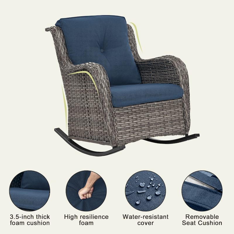 Gymojoy Patio Rocking Chair with Comfortable Cushions