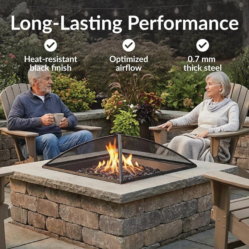 Sunnydaze Square Outdoor Fire Pit Spark Screen - 30" Square