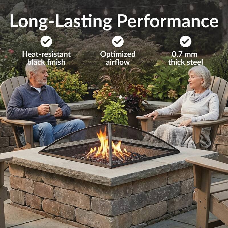 Sunnydaze Square Outdoor Fire Pit Spark Screen - 40" Square