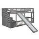 preview thumbnail 12 of 16, Stairway Twin over Twin Floor Bunk Bed with Two Drawers, Slide and Ladder