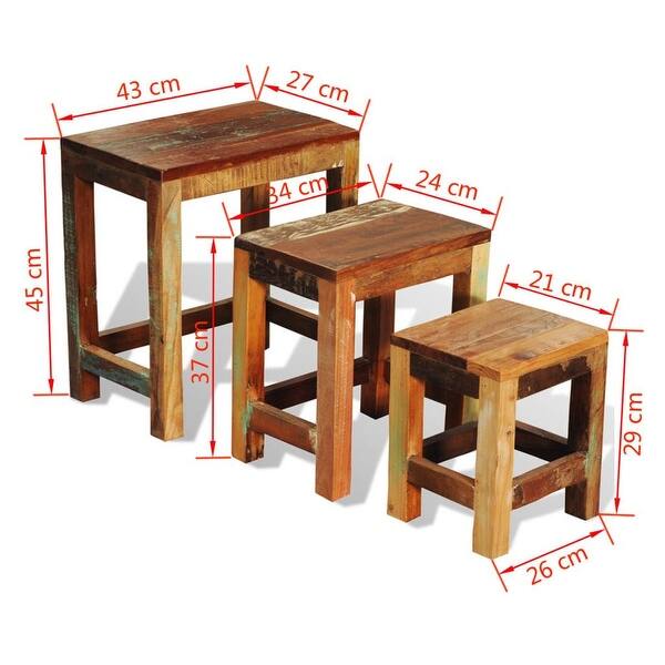 Shop Vidaxl Nesting Table Set 3 Pieces Vintage Reclaimed Wood