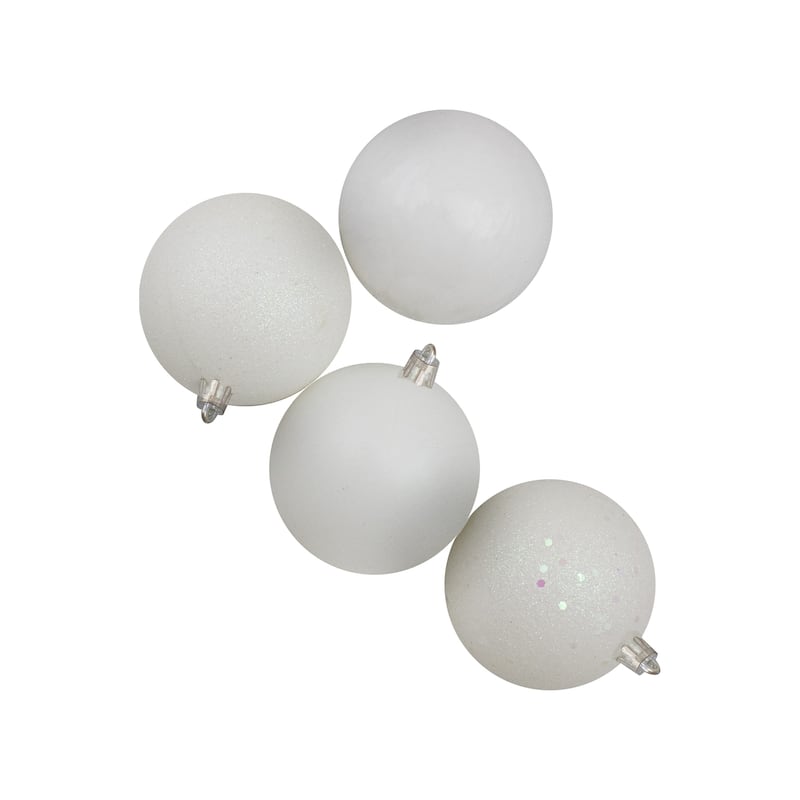 16ct Winter White Shatterproof 4-Finish Christmas Ball Ornaments 3"