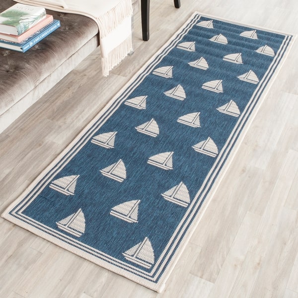 Shop Safavieh Courtyard Sharron Indoor Outdoor Rug On Sale Overstock 10469705 9 X 12 Navy Beige