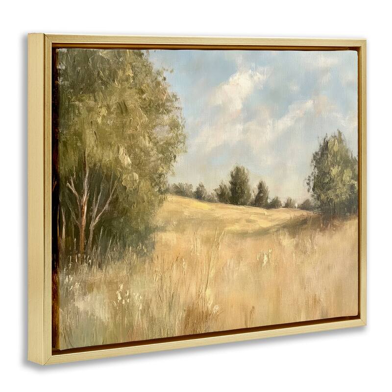 Stupell Classic Country Field Framed Floater Canvas Wall Art Design By Petal Prints Design