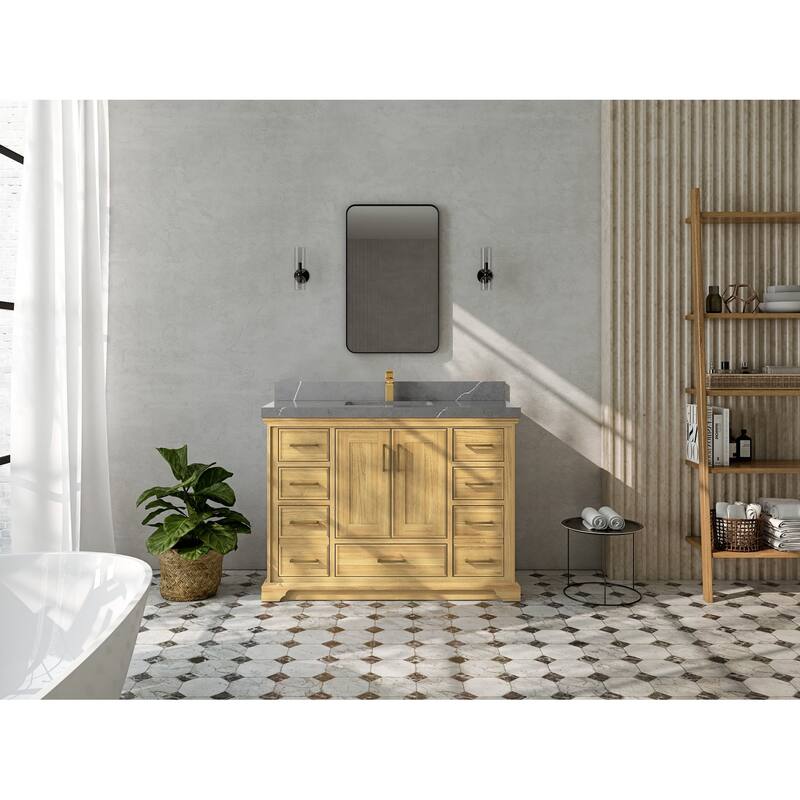 Willow Collections 48 in. W x 22 in. D Charlotte Teak Single Sink Bathroom Solid Teak Vanity with Countertop