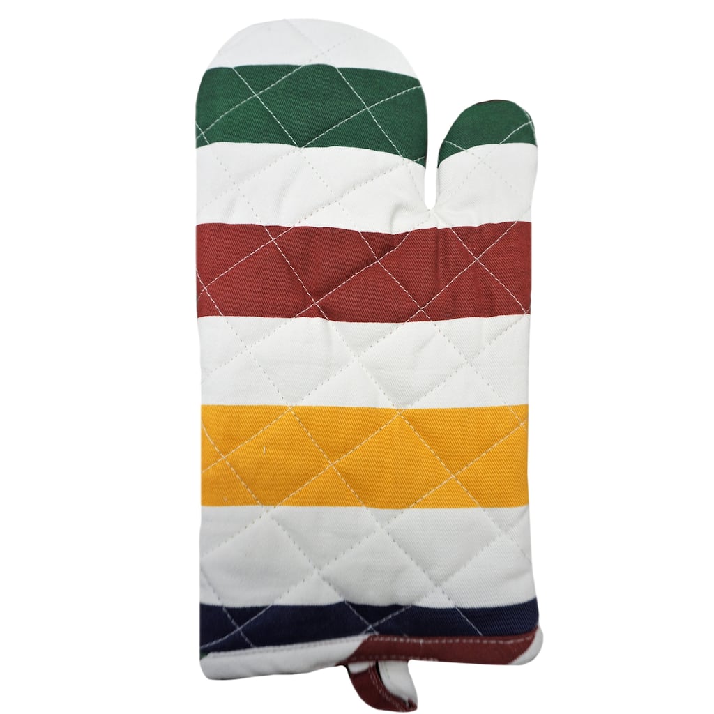 Home & Manor Kitchen Chef Red&Yellow Stripe Oven Mitt