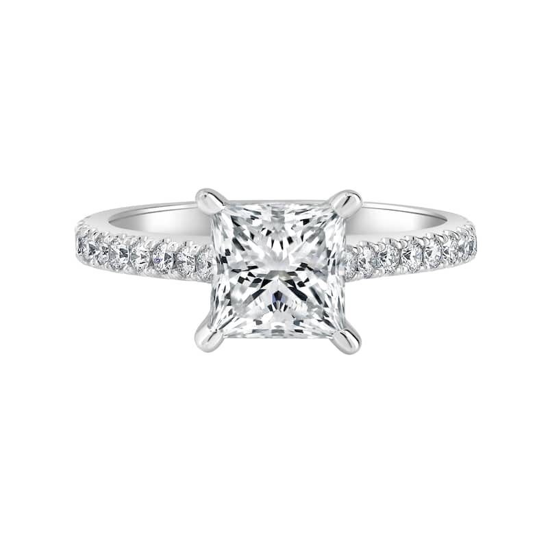Auriya 14k-White Gold Lab Grown Princess Hidden-Halo Diamond Engagement Ring 2.45ct. tw. (F-G VS)