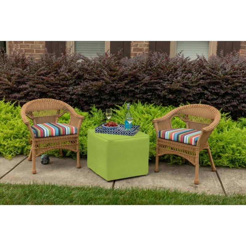 Sunbrella Stripe Fabric 1-Piece Indoor/Outdoor Wicker Seat Pad, 18"W x 18"L