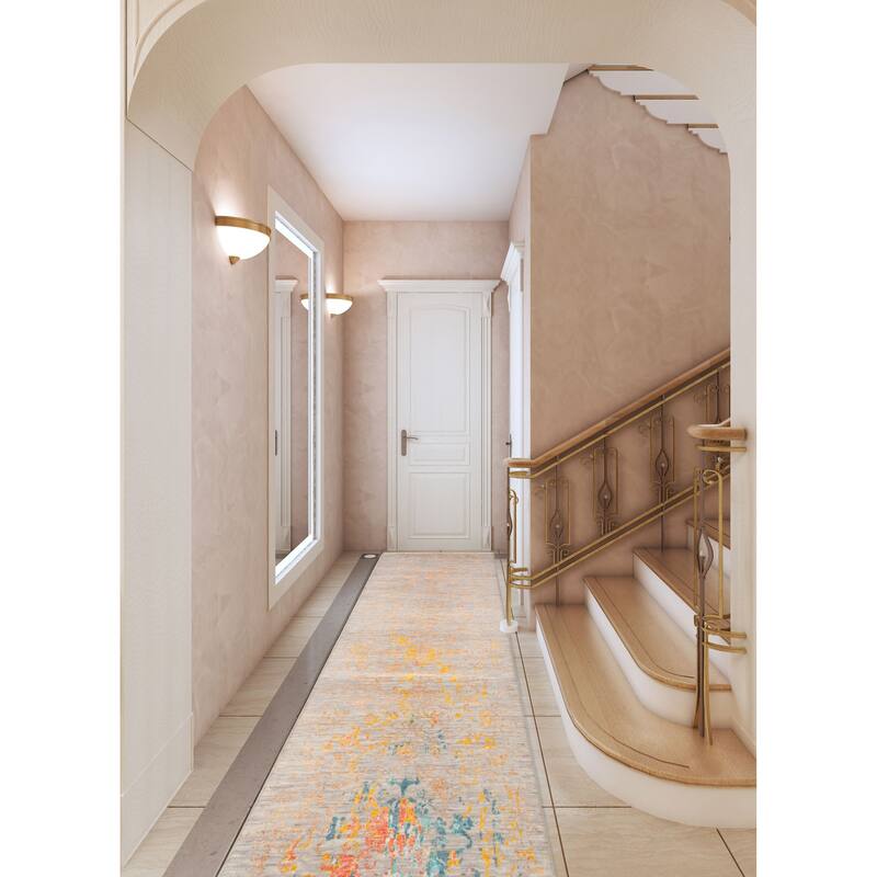 ECARPETGALLERY Hand-knotted Heritage Grey Silk, Wool Rug - 2' 7" x 18' 5"