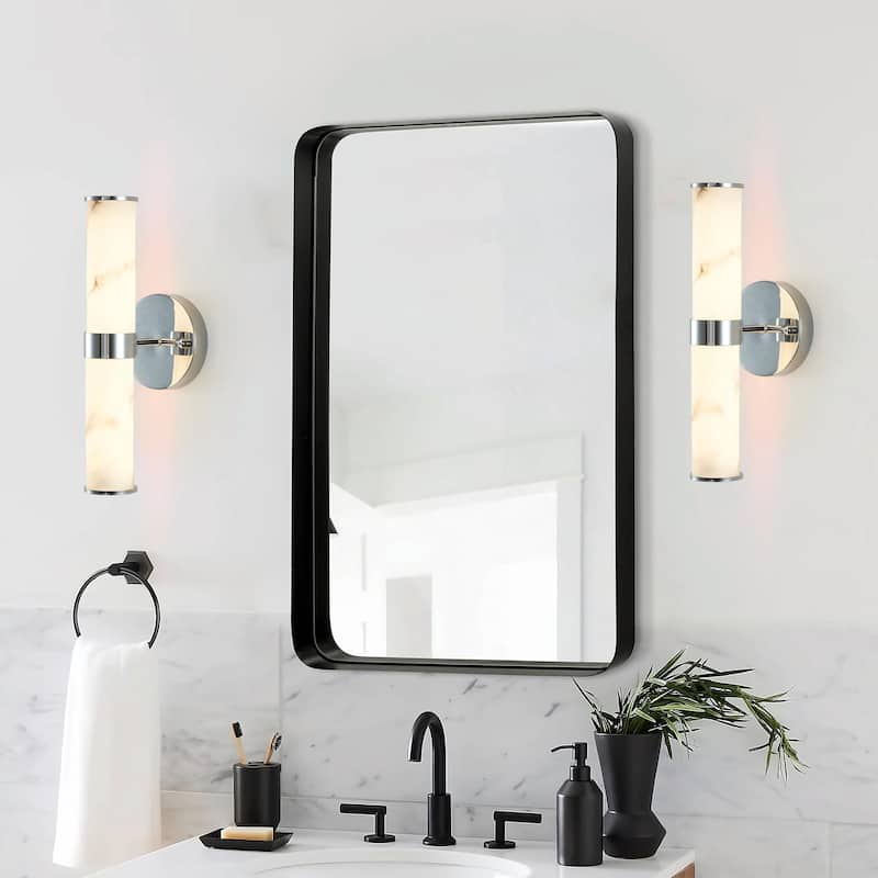 Resin Imitation Marble Wall Sconce, Set of 2 - Modern Vertical Light Fixture (Indoor Use Only)