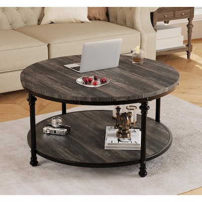 Round Coffee Table 30.31" Industrial Center Table