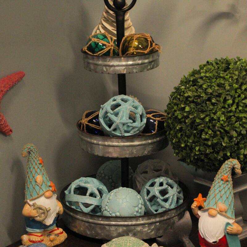 Coastal Starfish Orbs Set Of 3 - Beach-Inspired Home Accent For - 4 X 4.25 X 4 inches