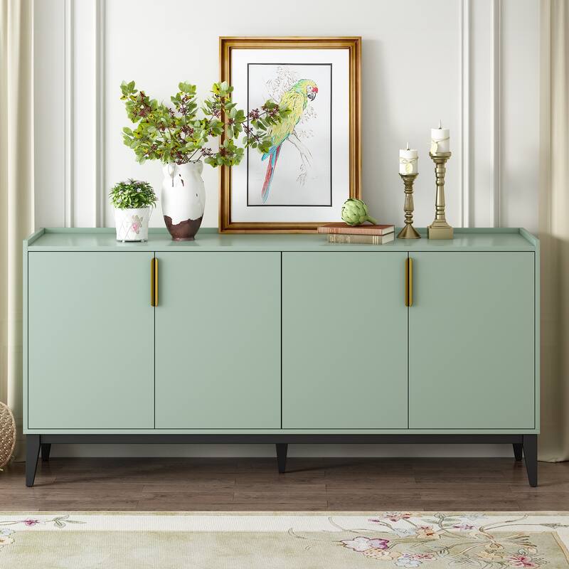 Four-Door Storage Cabinet Wooden Sideboard Cabinet, Adjustable Shelf