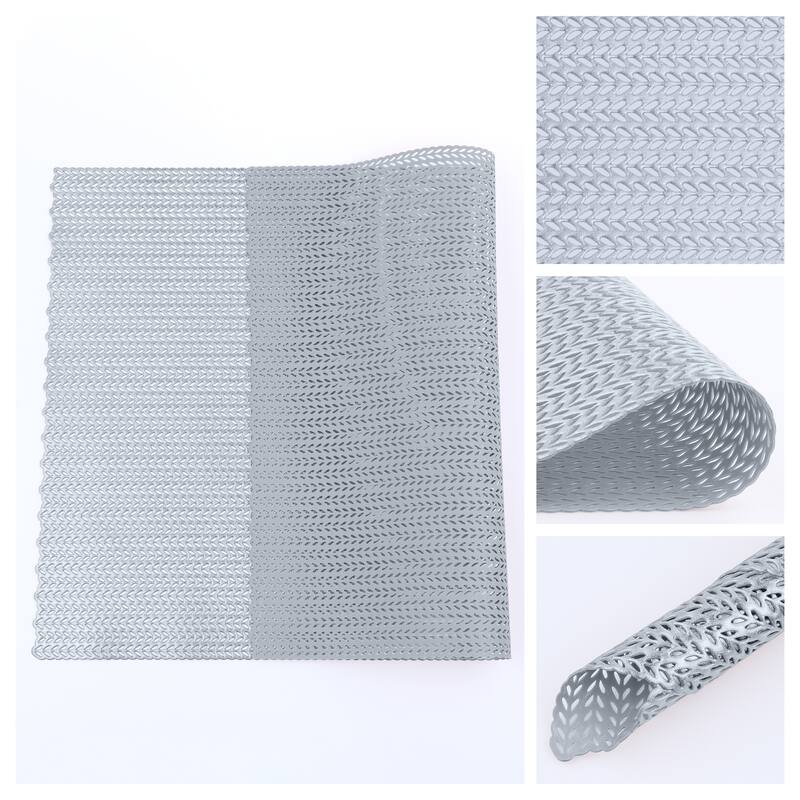 Farmhouse Placemats Set of 8 PVC Placemats for Dining Table Decor Indoor Outdoor Kitchen Table Mat Wipe Clean - 18*12in - Silver