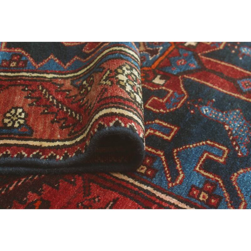 Fine Vintage Distressed Kizza Navy/Red Runner - 3'2" x 9'8"