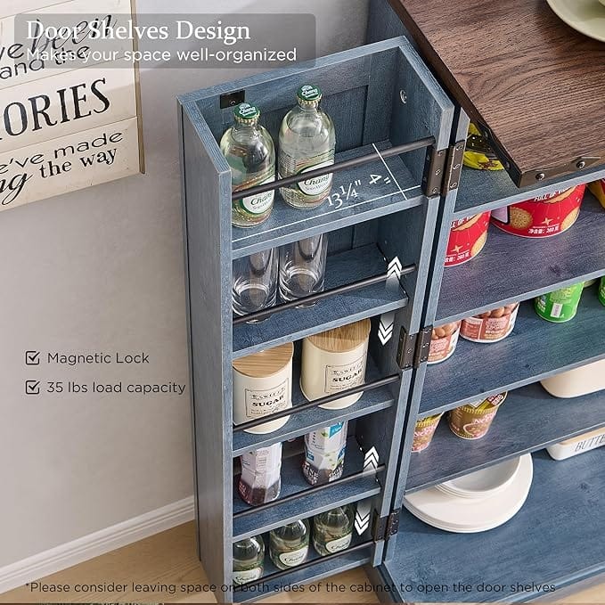 47" Farmhouse Kitchen Pantry, Storage Cabinet with Barn Doors