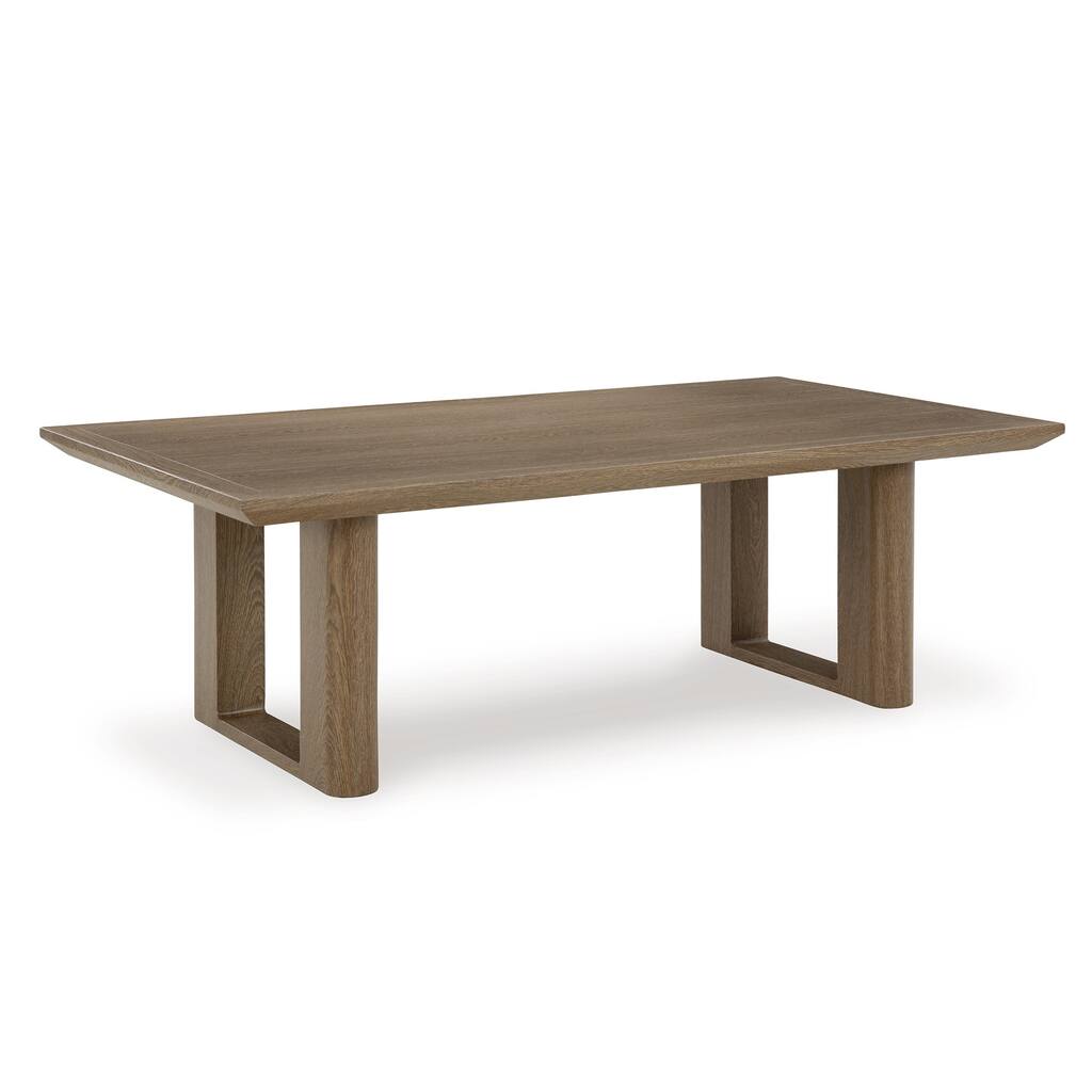 Baily Outdoor Cocktail Coffee Table, 49 Inch Woodlike Brown Metal