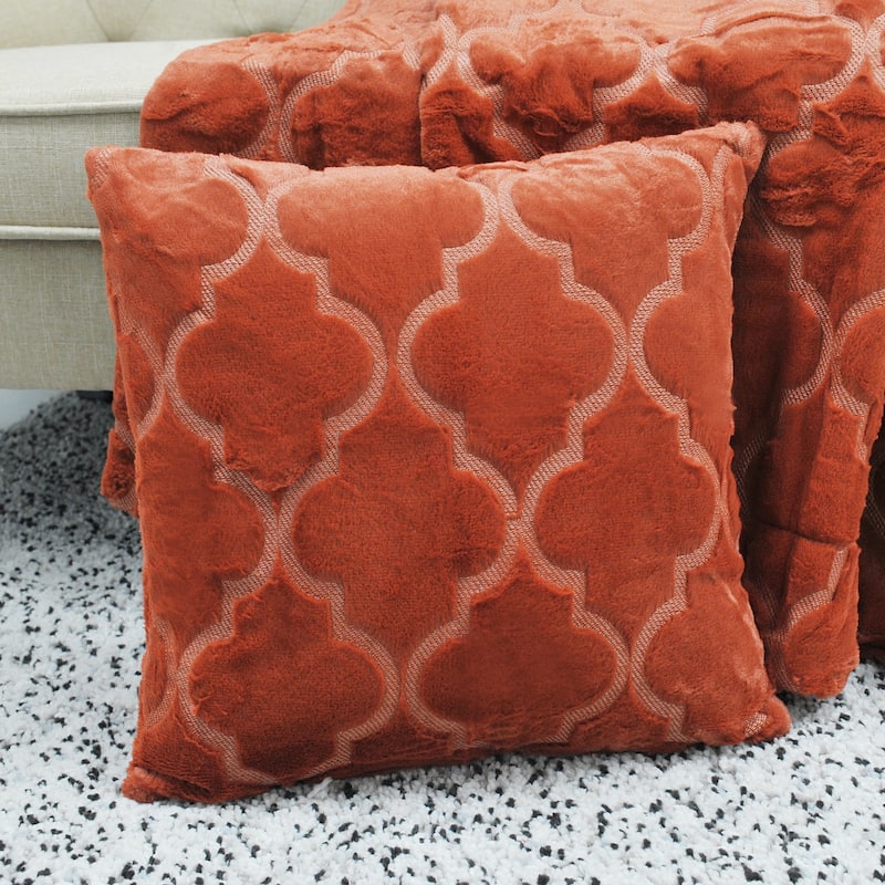 Ogee Tatami Fauxfur Throw Blanket with 2 Pillow Shells