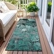 preview thumbnail 114 of 135, Machine Washable Indoor/ Outdoor Modern Floral Chantille Rug 2'3" x 7'6" - Teal