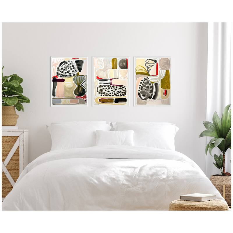 Kate and Laurel Sylvie Abstract 1, 2 and 3 Framed Canvas Art Set by Emma Daisy