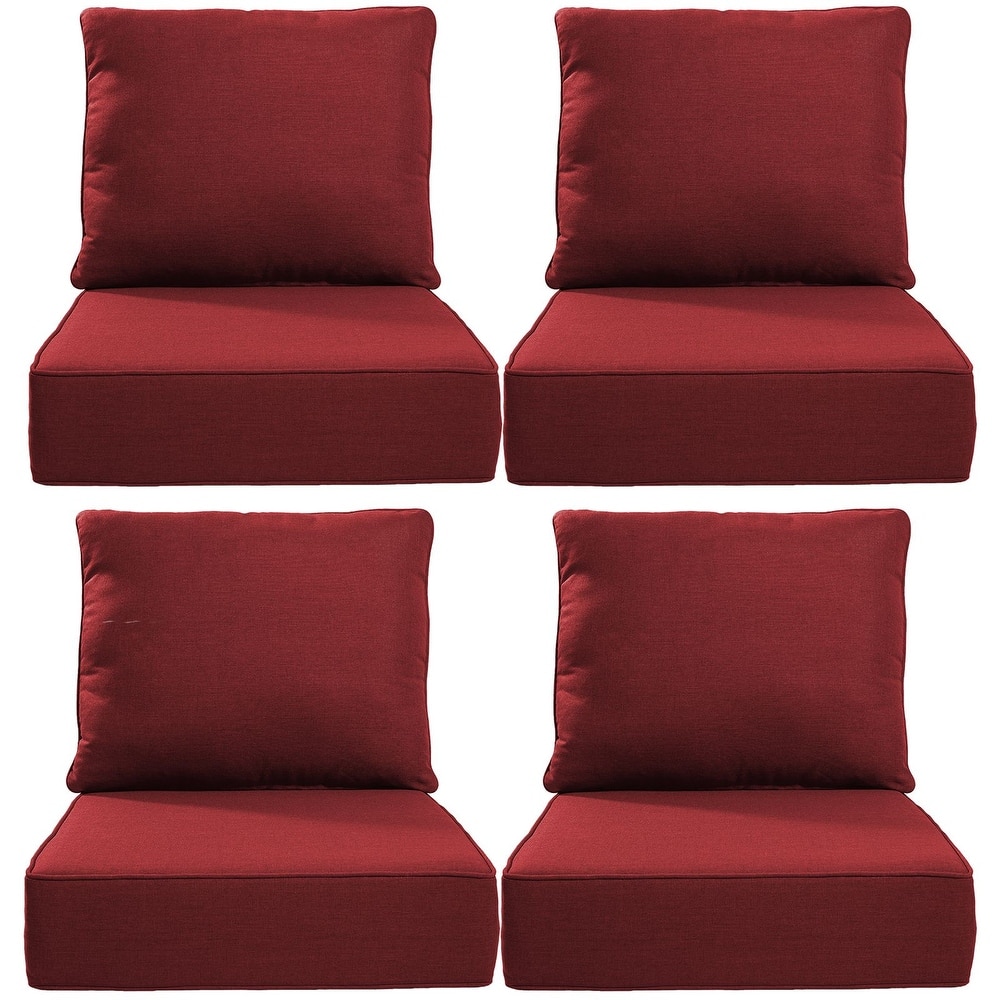 22" W x 24" D x 6" T Water & Fade Resistant Outdoor Lounge Chair Replacement Cushion Set