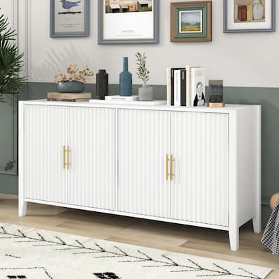 Modern Accent Large Storage Space Cabinet Sideboard Wooden Cabinet with Metal Handles for Hallway, Entryway, Living Room Bedroom