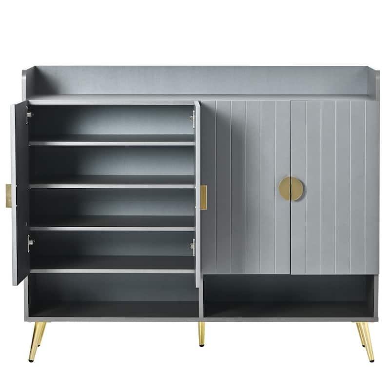 Modern Wooden 11-Tier Shoe Storage Cabinet with Adjustable Shelves