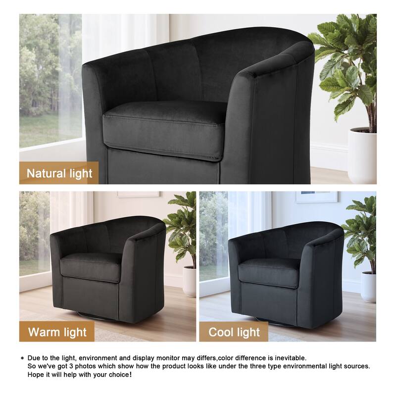 Upholstered Velvet 360° Swivel Accent Arm Chair