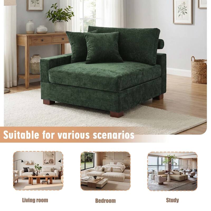 Chenille Upholstered Armless Accent Chair With Plush Cushion