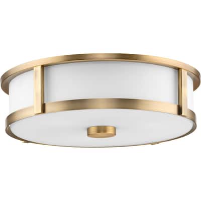 Gilliam Collection Three-Light Vintage Brass New Traditional Flush Mount - 16.12 in x 16.12 in x 4.37 in