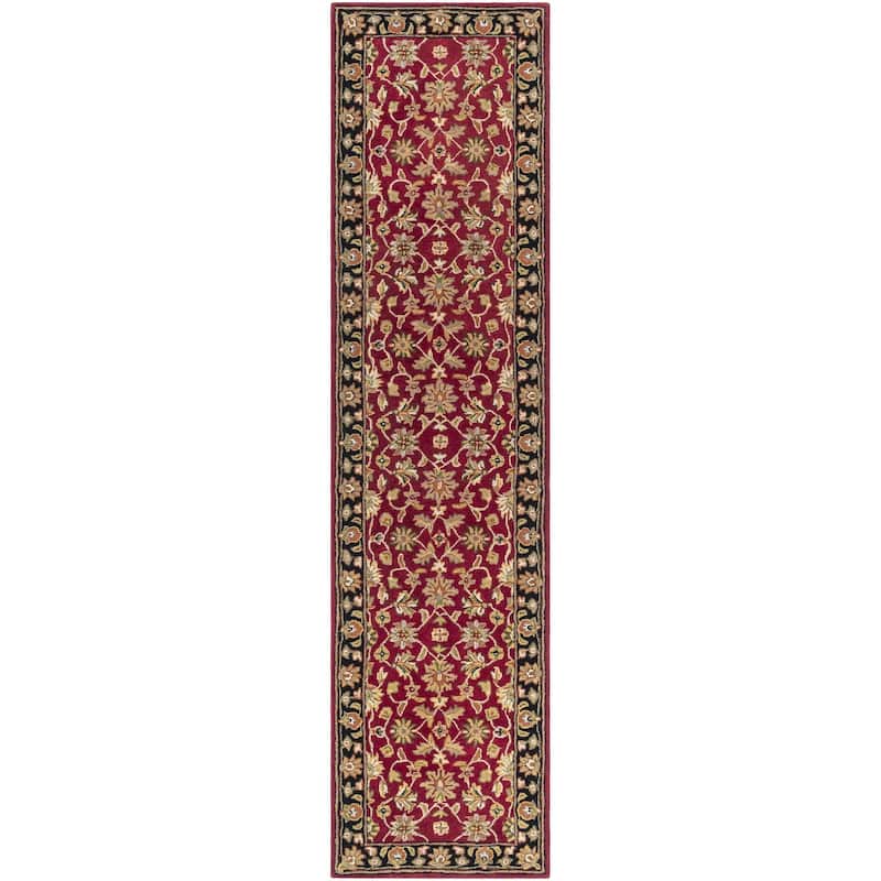 Livabliss Crowne Traditional Border Area Rug - Burgundy - 3' x 12' - Runner
