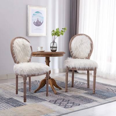 French Country Style Upholstered Kitchen Wooden Dining Chair, Side Chair(Set of 2)