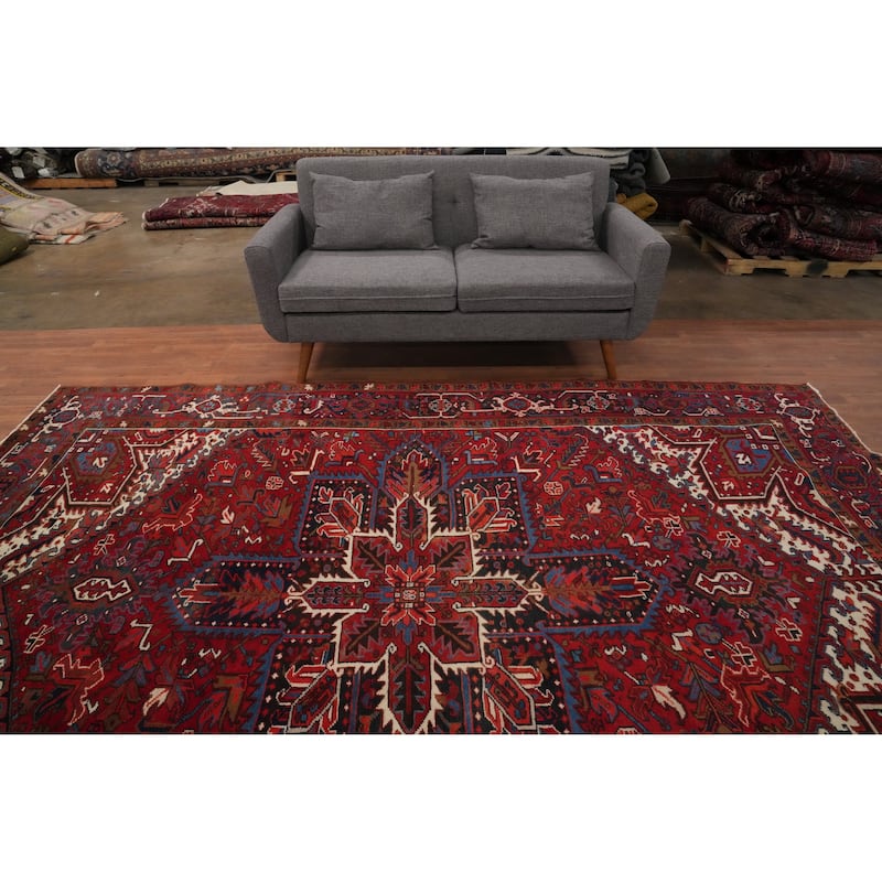 Hand Knotted Oriental 100% Wool Carpet Traditional Medallion Red Heriz Area Rug - 10' 8'' X 7' 9''