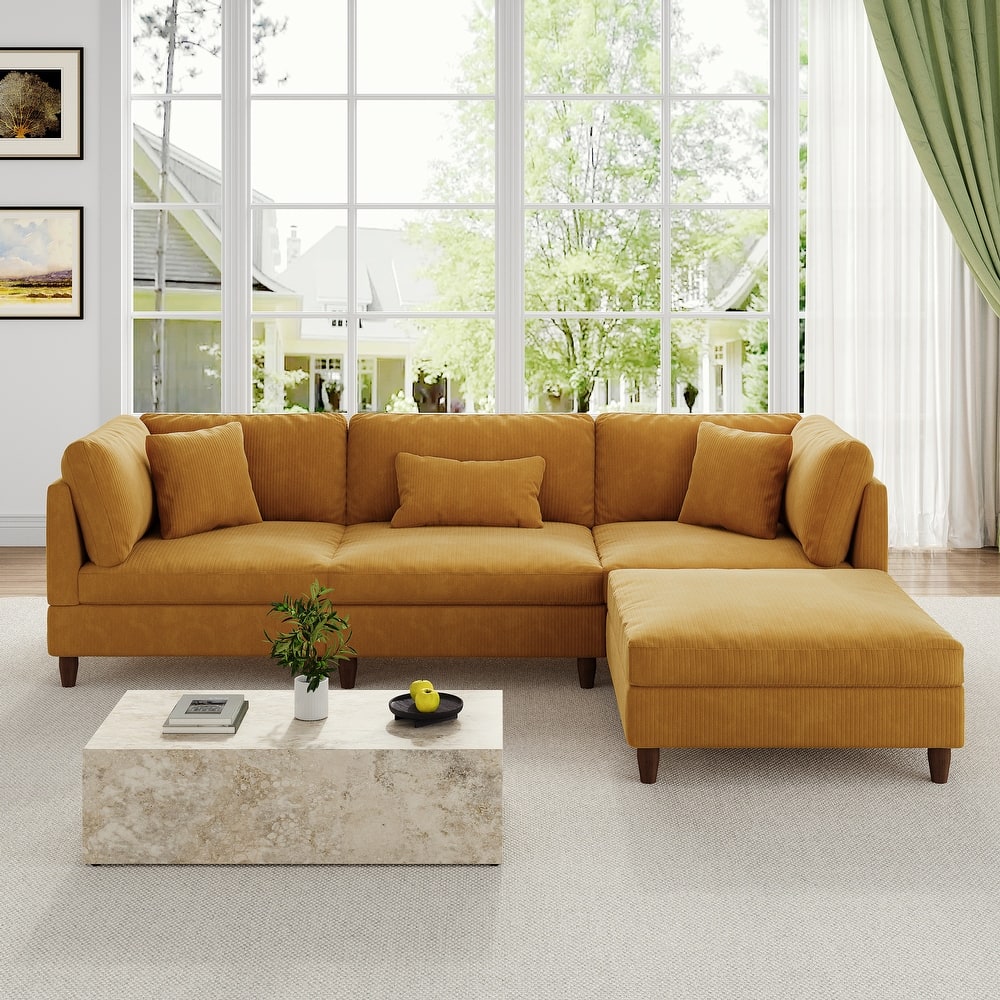 Modular Sectional Sofa Couch with Ottoman for Living Room Set - 112" W