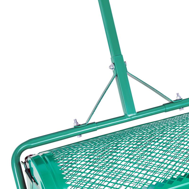 Compost Spreader, 24 in Wide Peat Moss Spreader with Push Tow Handle, 4 Heights Adjustable for Planting Seeding