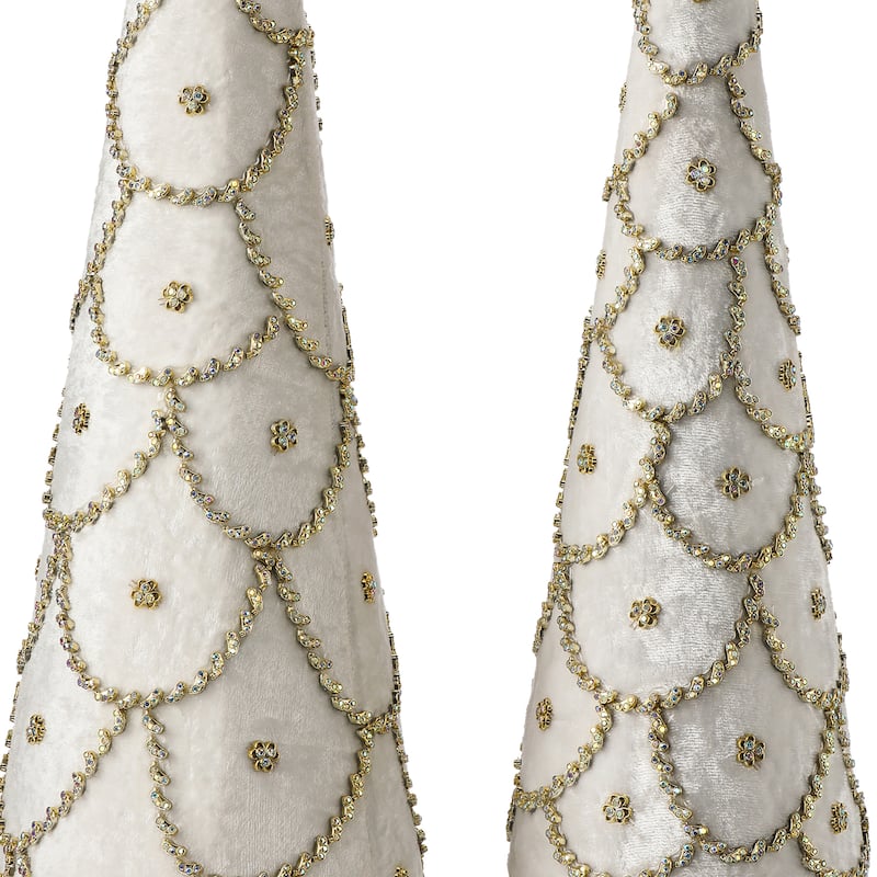 18-24" Jeweled Scalloped Velvet Cone Tree