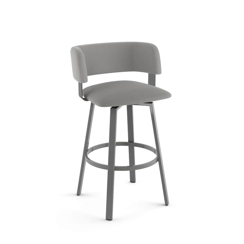 Amisco Stinson Swivel Bar Stool - Grey Polyester / Metallic Grey Metal
