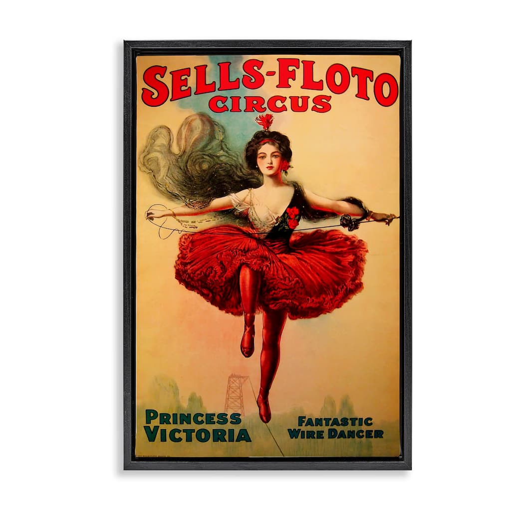 Stupell Sells-Floto Circus Vintage Poster Framed Floater Canvas Wall Art Design By Marcus Jules