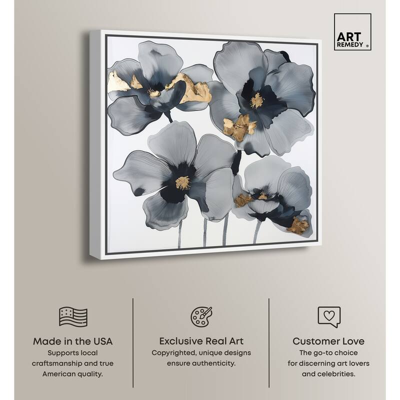 Art Remedy Drama Flora Framed Floral Fine 1 Piece Canvas Wall Art